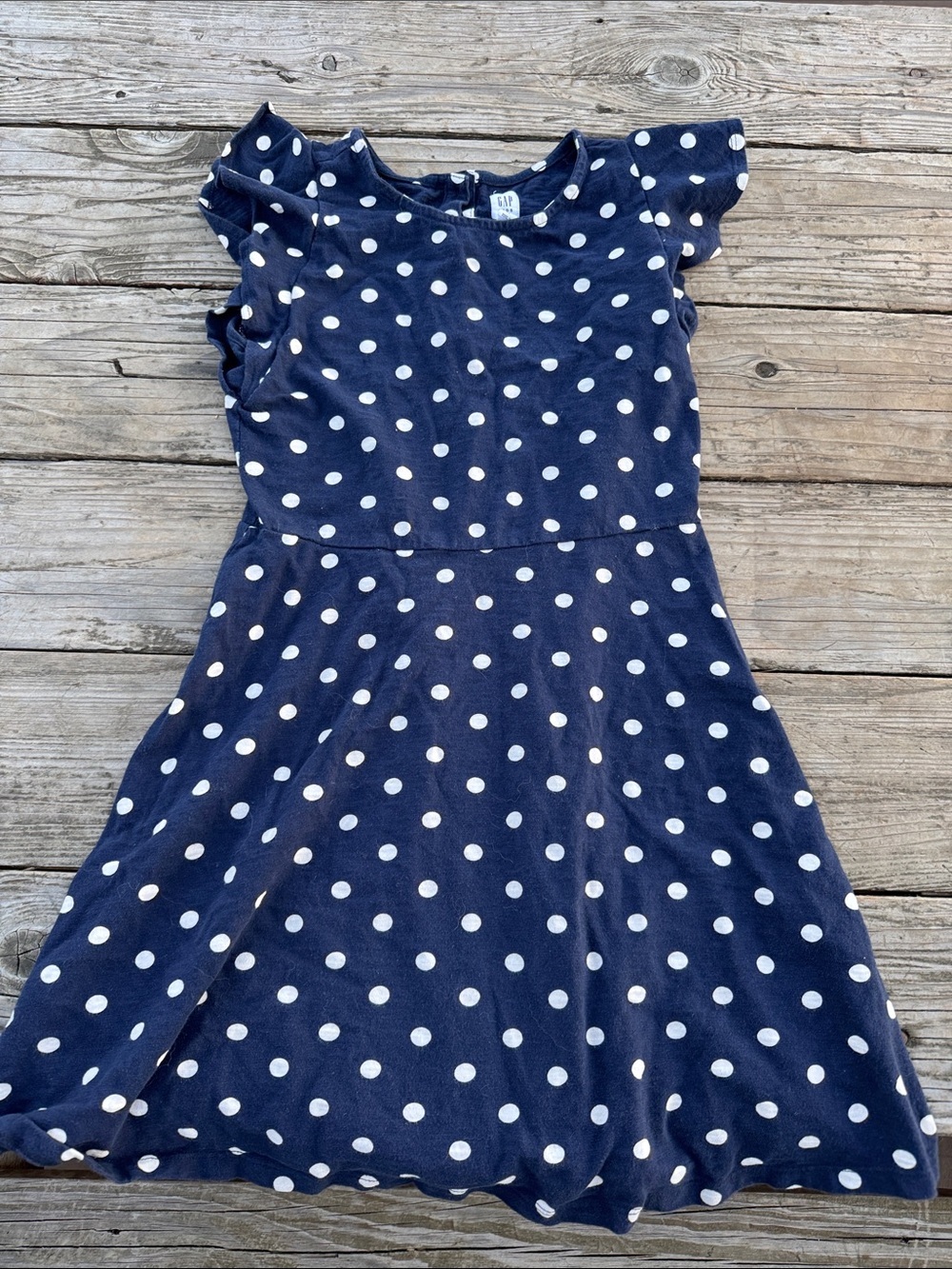 GAP Navy and White Polka Dot Flutter Sleeve Dress size XL